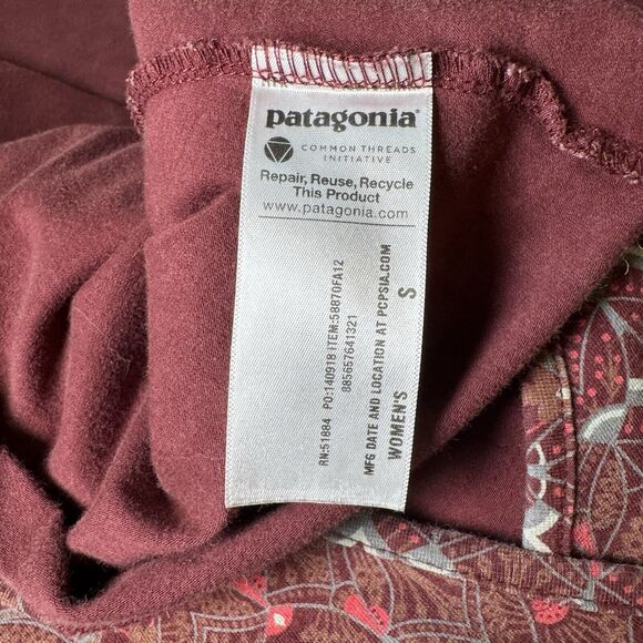 Patagonia Dress Women's‎ S Print Margot 3/4 Sleeve V Neck A Line - Picture 7 of 8